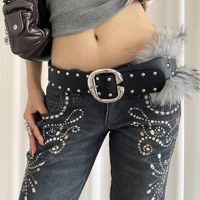 Edgy Faux And With Hardware Multi Hole Adjustable Waistband For Men Women Casual Outfits