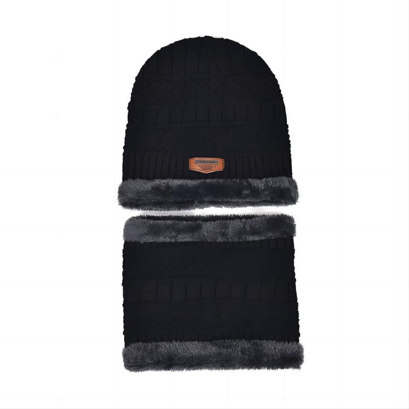 Hats men's and women's autumn and winter outdoor pullover to cover ears and keep warm knitted wool hats men's hats piled and thickened scarves
