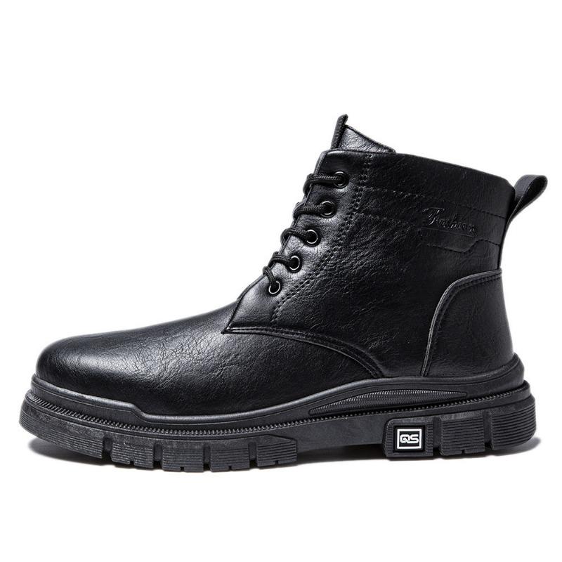 Men's high-top shoes new autumn versatile trend Martin boots outdoor non-slip thick-soled men's leather shoes