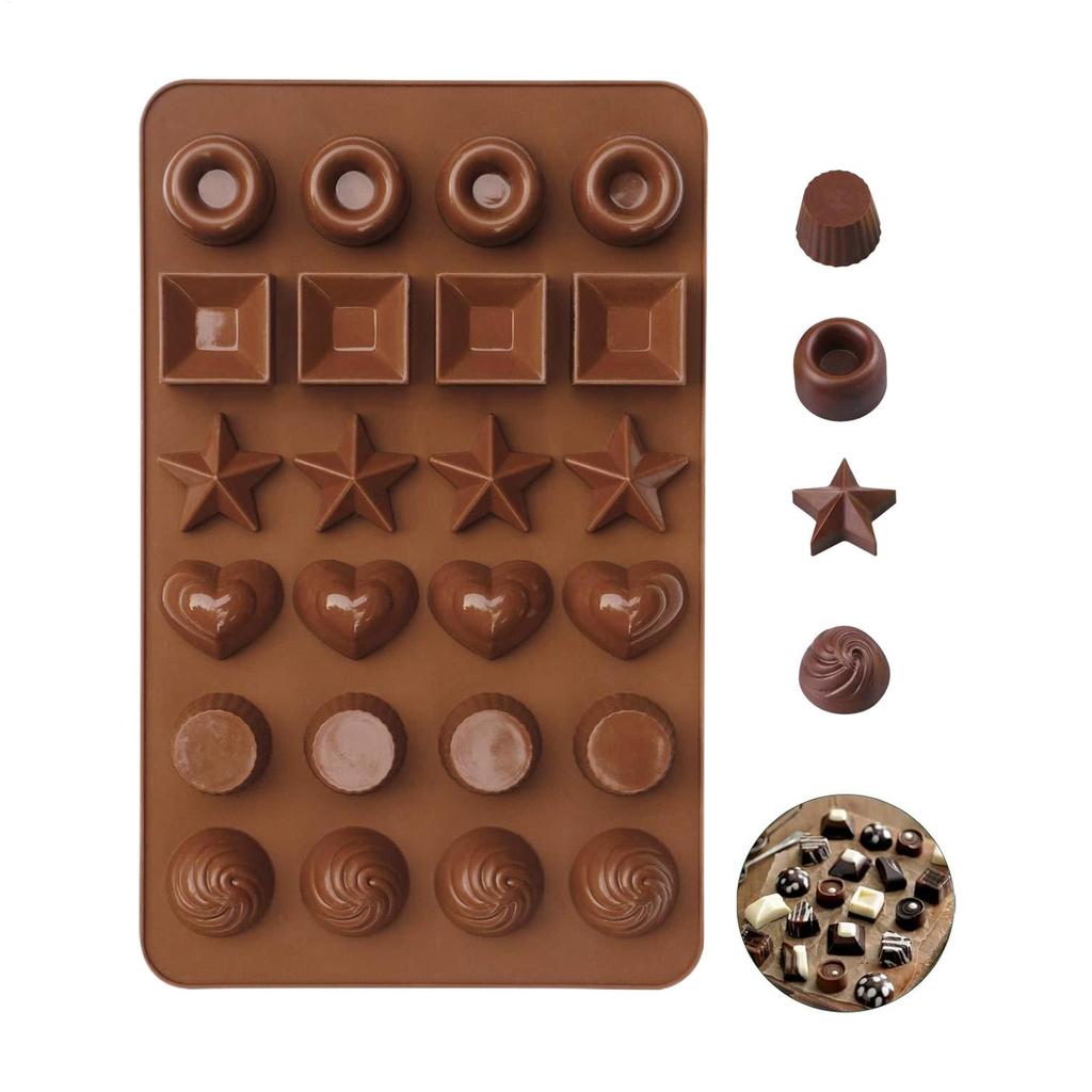 24 Grid Silicone Chocolate Mold Candy Making Molds DIY Baking Candy Mold for Chocolate Candy Soft Candy Cake Decoration