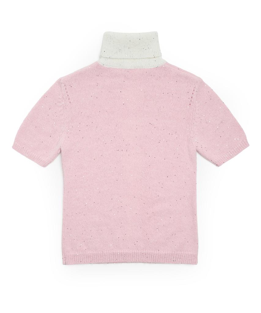 Seuwingses Argyle Short Sleeve Turtleneck Knit (Baby Pink)