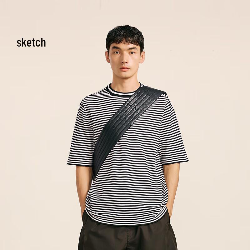 

CROQUIS Мужской шерстяной свитер с круглым вырезом и короткими рукавами H-силуэта M