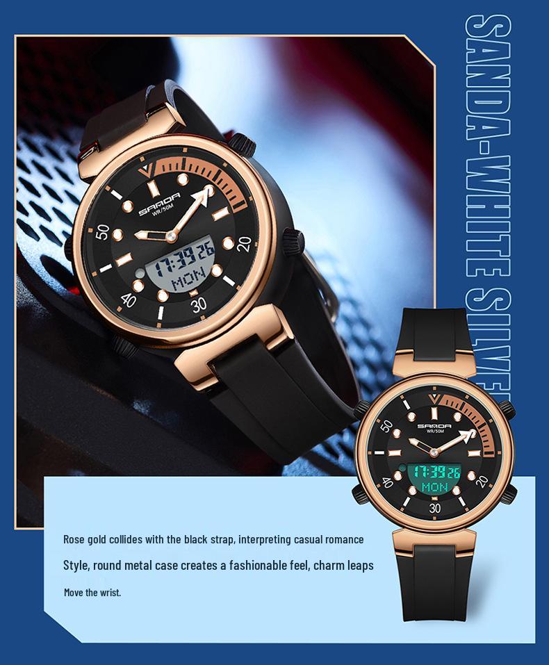 Sanda Youth Luminous Multi-Functional Waterproof Wristwatch
