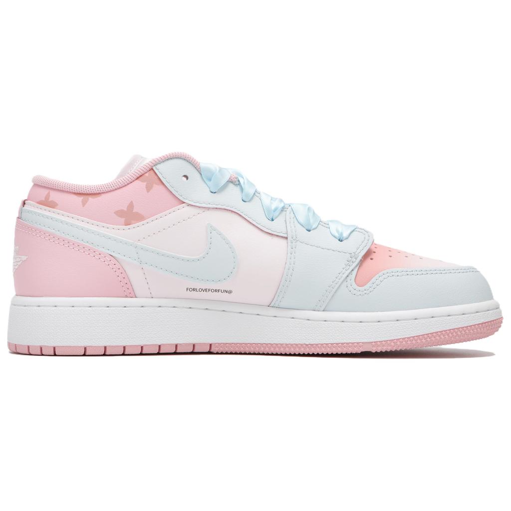 Jordan Air Jordan 1 Abrasion Resistant Low top Vintage Basketball Shoes Women's Pink Blue 553560-614(Team82-)