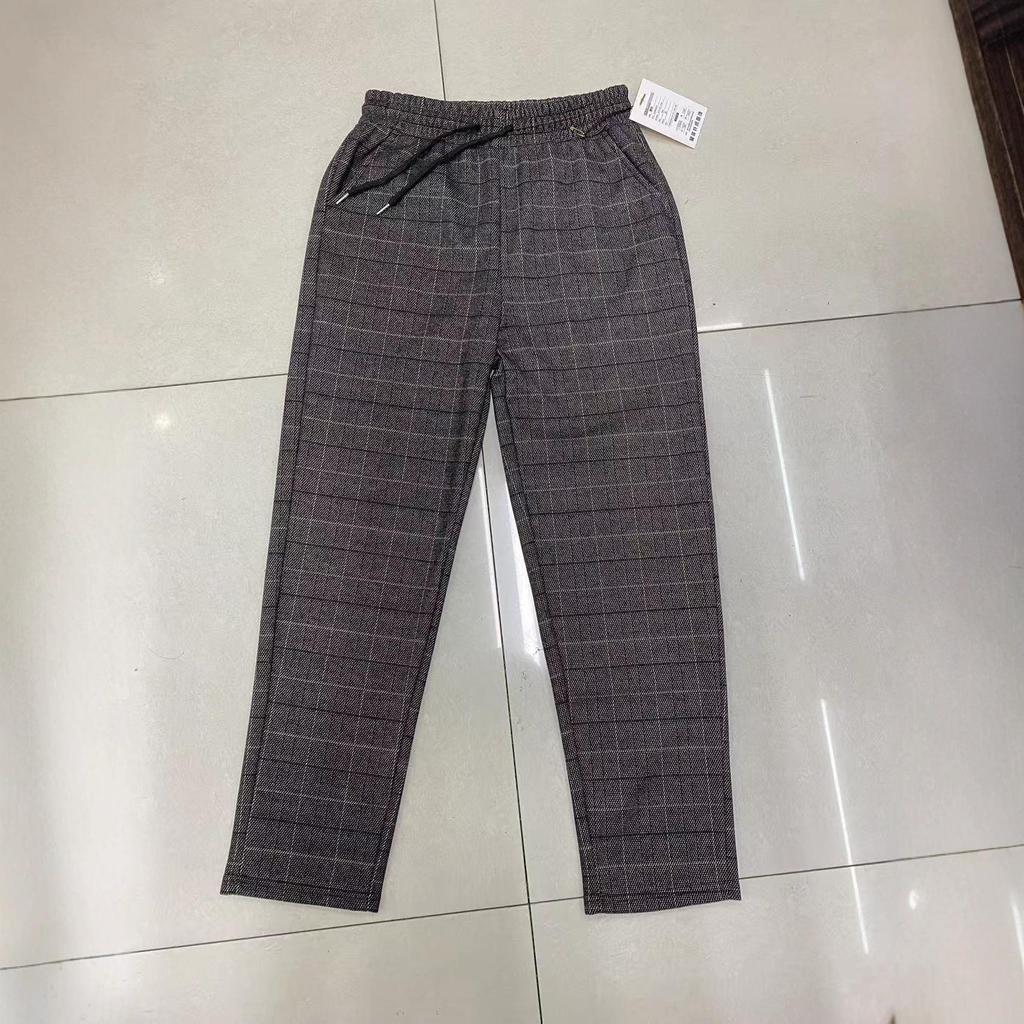 High Waist Plaid Cashmere Wool Trousers for Middle-Aged & Elderly - Slimming, Warm, and Stylish