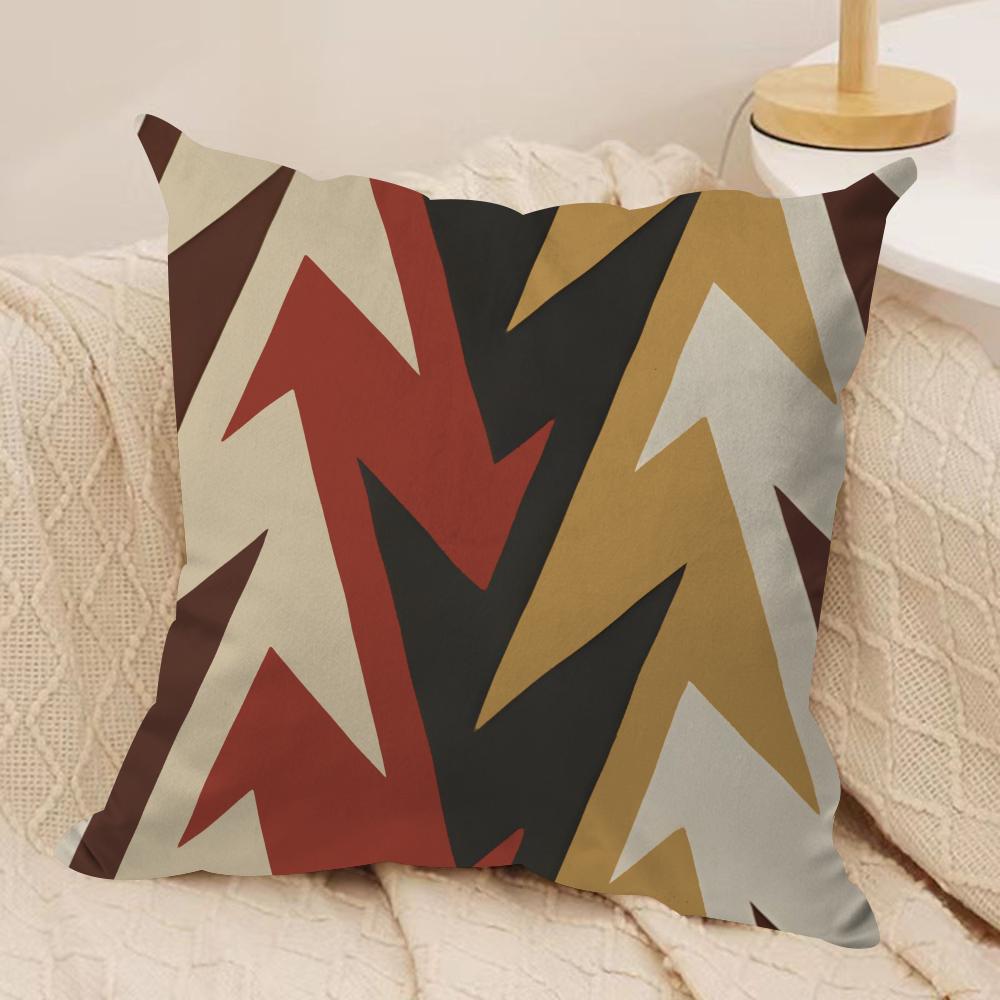 Fashion Simple Geometric Cushion Cover Soft Plush Fabric Double-Sided Printed Sofa Cushion Cover for All Seasons Home Decor Gift