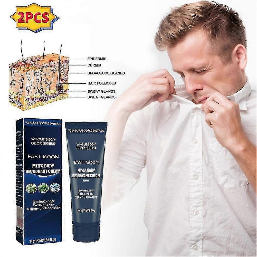 2PCS Mens Body Gentle Deodorant Cream Fresh And Dry For Whole Body Odor Control Skin Safe NEW