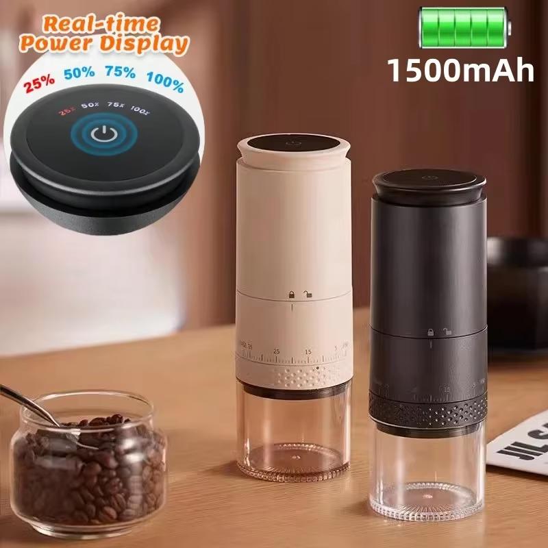 New 1500mAh Electric Externally Adjustable Type-C Charging Burr Grinder Bean Grinding Machine Coffee Maker