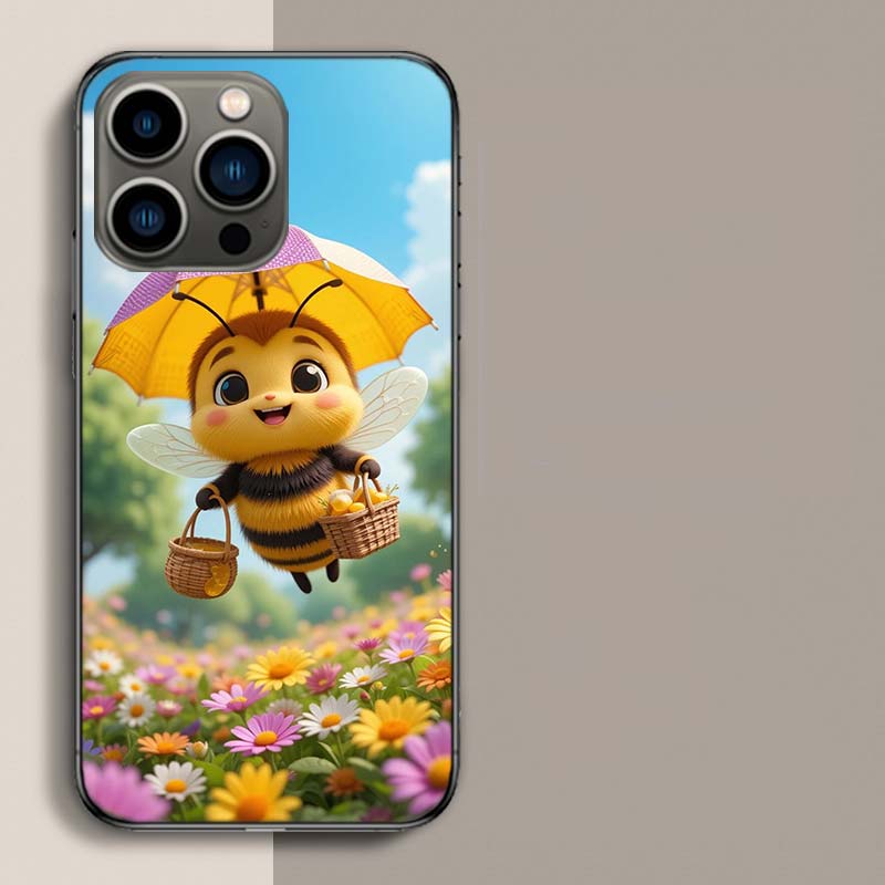 

Cartoon Bees Wearing Aprons Phone Case For Iphone 17 Air 15 Pro 14 Plus 16 Pro Max 17E 16E 12 13 Mini 11 Cover Cute Fundas iPhone 16