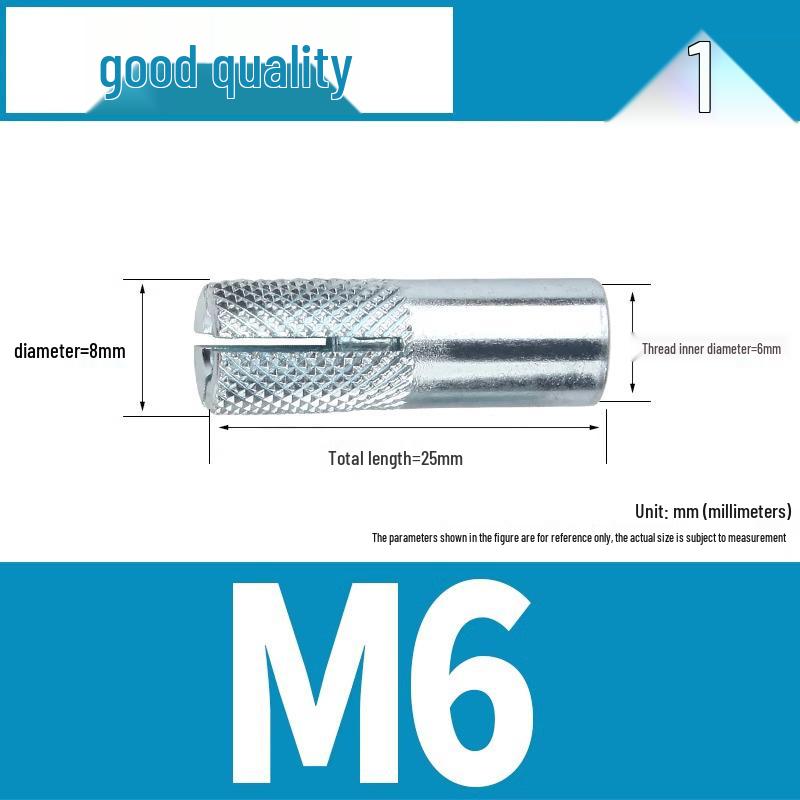 304 Stainless Steel Internal Expansion Screw and Wall Plug, Flat Expansion, M6/M8/M10/M12