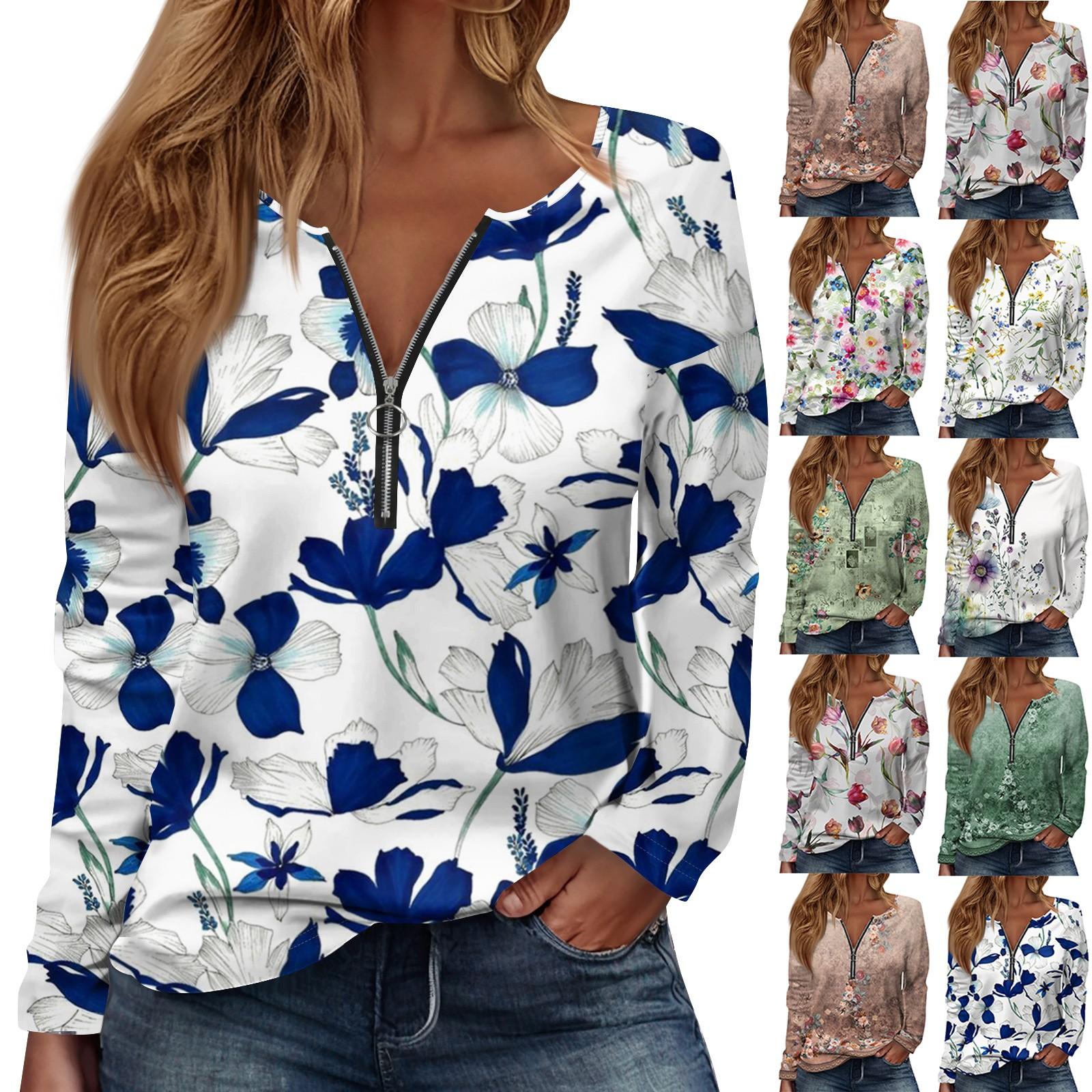 

Женский повседневный пуловер на молнии 1/4, толстовка с воротником и длинными рукавами, спортивная одежда с принтом, топ для бега