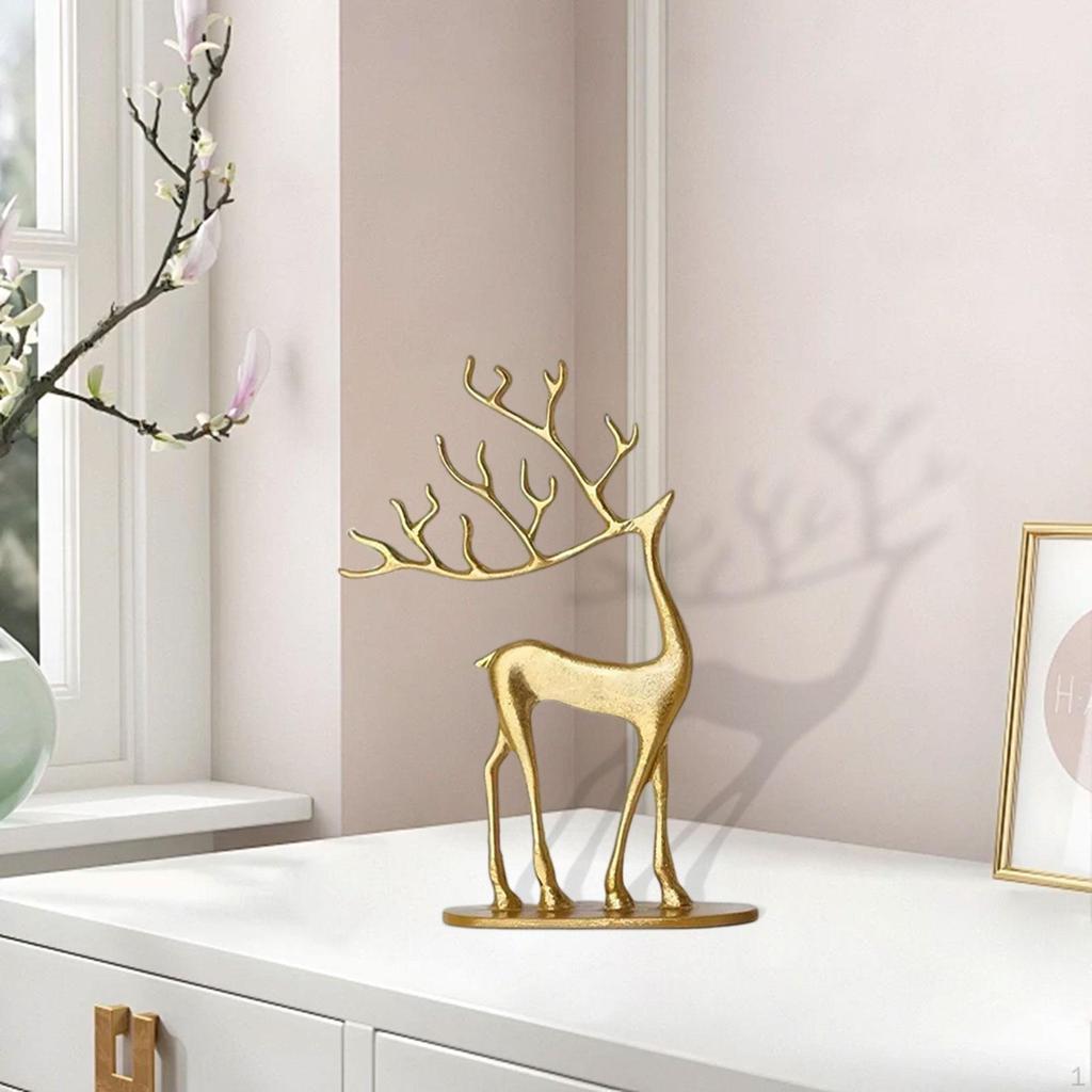 Christmas Decor Reindeer Figurine Deer Statue Xmas Gifts Elegant Modern Metal