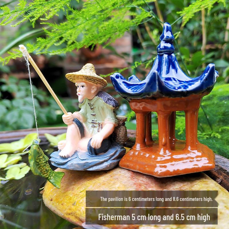 Jiang Taigong Fischer Ornaments für Hof Fischteich Felsen Bonsai Dekor