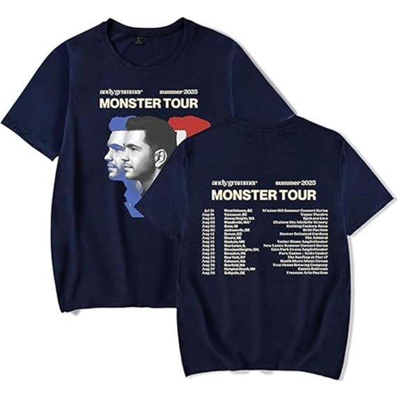 Andy Grammer Monster Tour 2025 Tshirt New Popular Print Short Sleeve Unisex Street Wear S