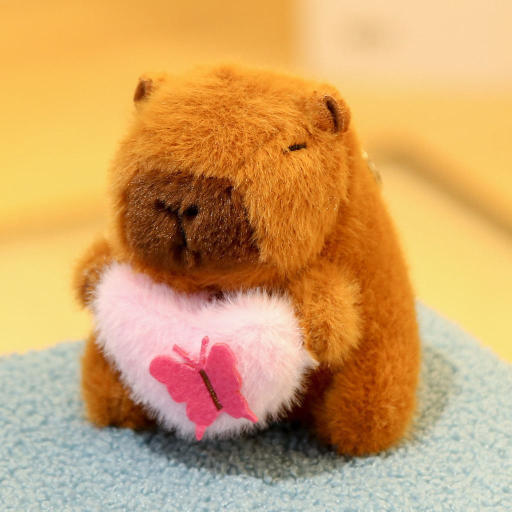 Capibara doll keychain, bag pendant, capybara doll, butterfly heart pendant, schoolbag pendant, keychain.