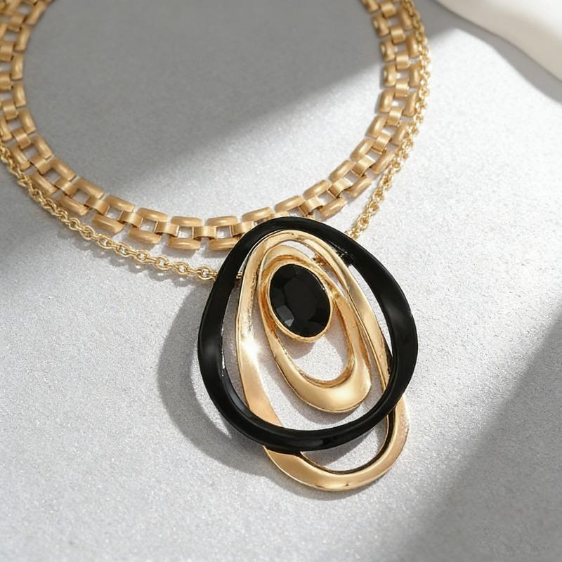 Ретро Кольцо Подвеска Ожерелье Европейский и Американский Шарм Креативное Изысканное Преувеличенное Украшение Универсальное Личность Тренд золотисто-желтый