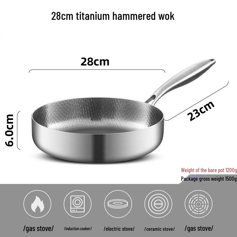 Padella Piatta in Titanio: Non rivestito, Antiaderente, Rimovibile, Compatibile con fornelli a gas, Realizzato in lega di titanio. Perfetto per Bistecche e Cucina Casalinga.