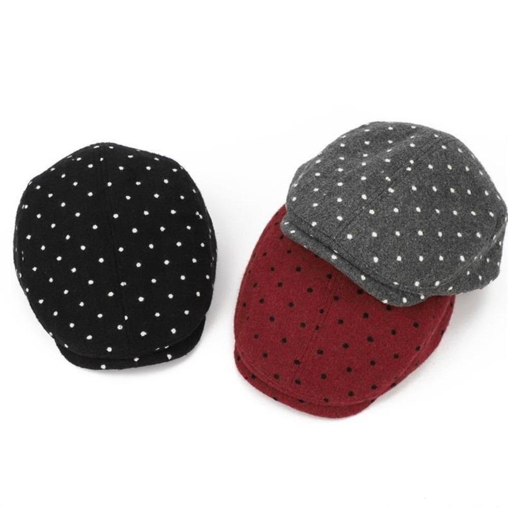 Retro Forward Hat Polka Dot Painter Beret Elegant Newsboy Cap Autumn Winter Wear