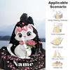 Cat Flowers Personalized Text Blanket Multi-purpose Customizable Blanket Warmthful Decor for Nap Sofa Office Chair Office Four Seasons Multipurpose