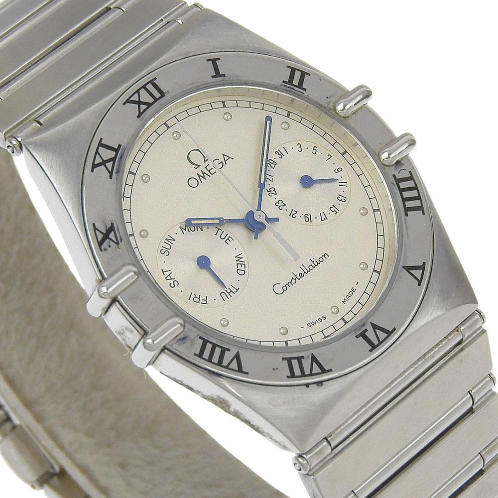 Omega Constellation Day-date Watches 396.1070 SilverDial Stainless Steel Quartz Analog Display Unisex Used