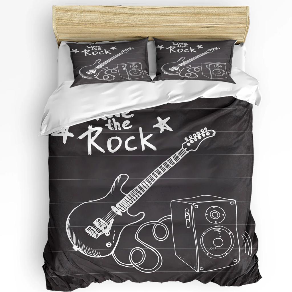 Rock Music Guitar Duvet Cover Bed Bedding Set For Double Home Textile Quilt Cover Pillowcases Bedroom Bedding Set (No Sheet)