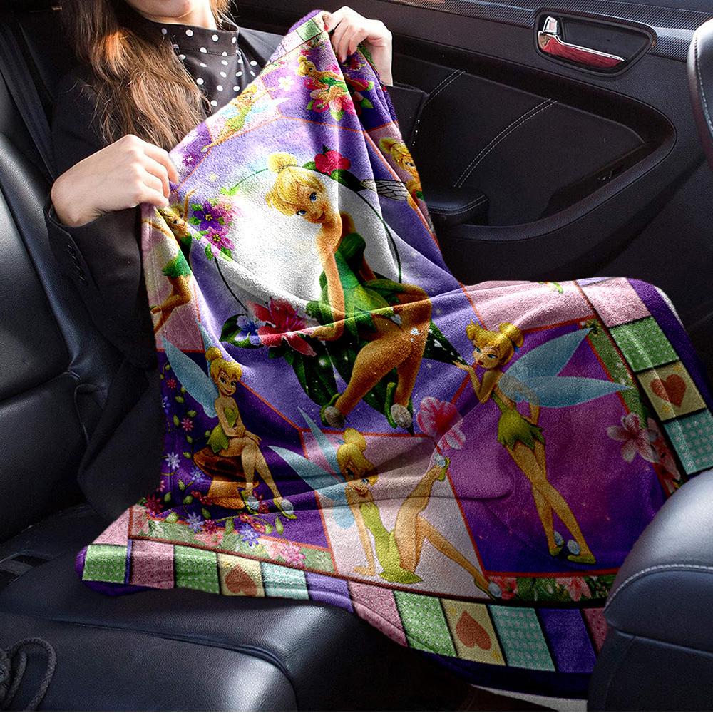 1pc Velvet Tinkerbell Fairy Bedding Throw Blanket Sofa Cover