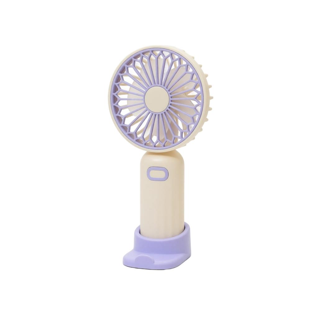 Portable Handheld Fan with Stand Rechargeable Small Desktop Fan Cartoon Style USB Mini Fan for Office Travel Outdoor Use