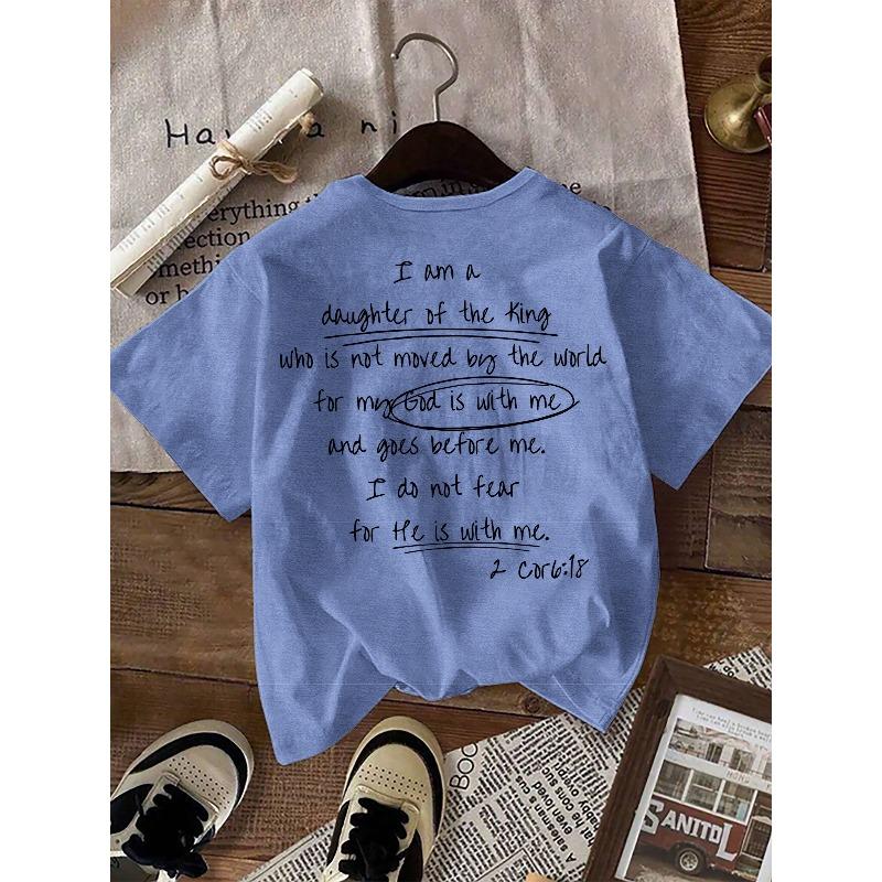 T-shirt con Stampa Grafica, Manica Corta Girocollo Top Casual per Estate e Primavera, Abbigliamento Donna