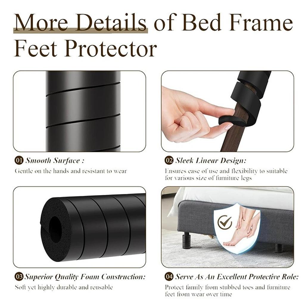 Bed Frame Leg Covers, Reusable Bed Frame Toe Protectors,Bed Frame Feet Protectors,Bed Frame Foot Collision Guards/Pads