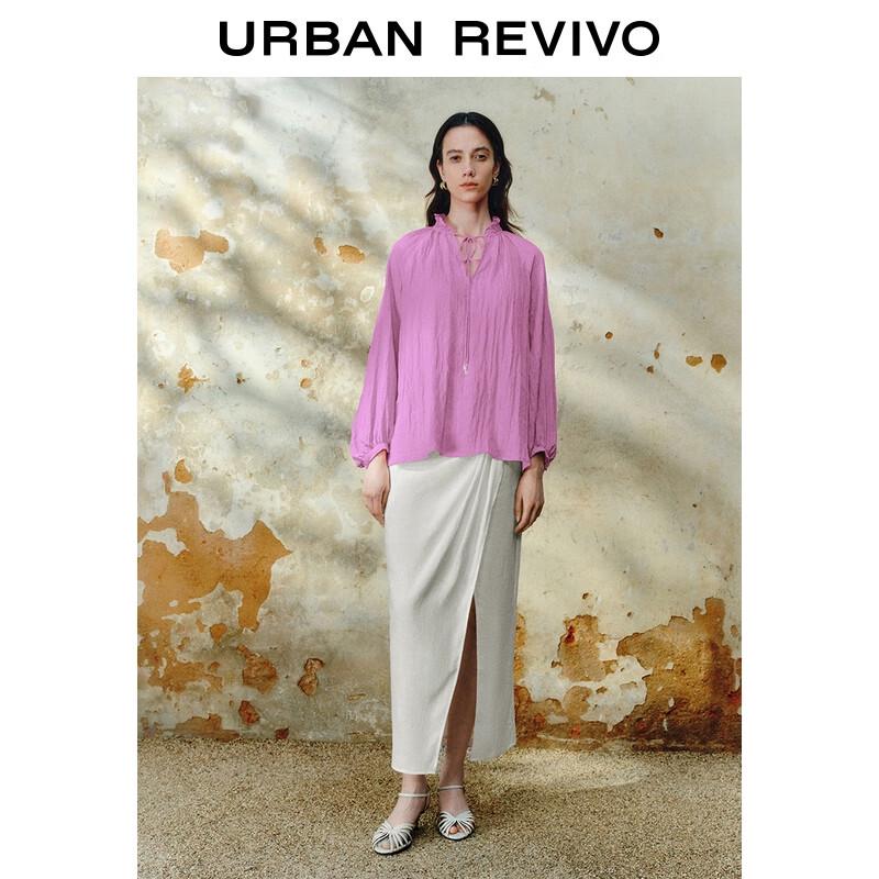 

UR 2025 Women s Dopamine Casual Tie-Front Long Sleeve Blouse S