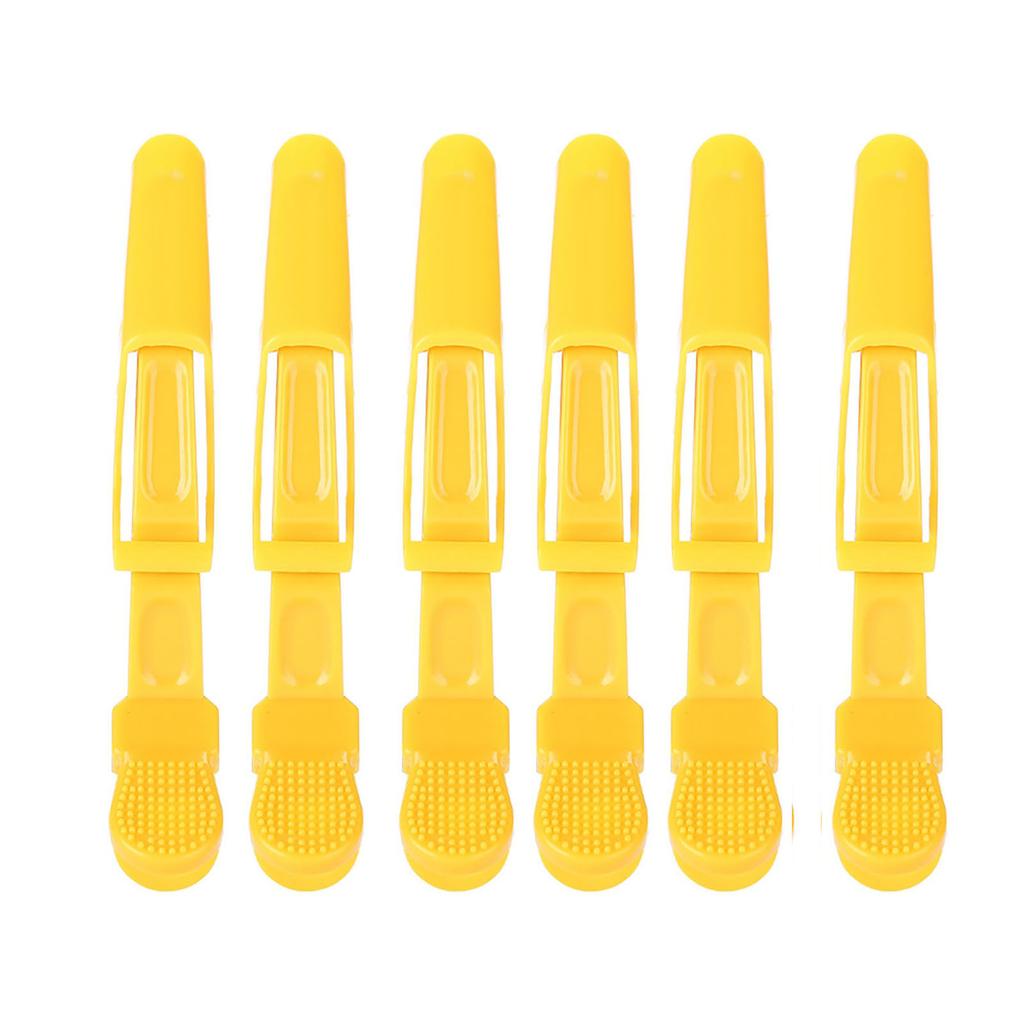 6Pcs Crocodile Hair Clip Anti slip Single Prong Hairdressing Hair Section Claw Clasps Yellow
