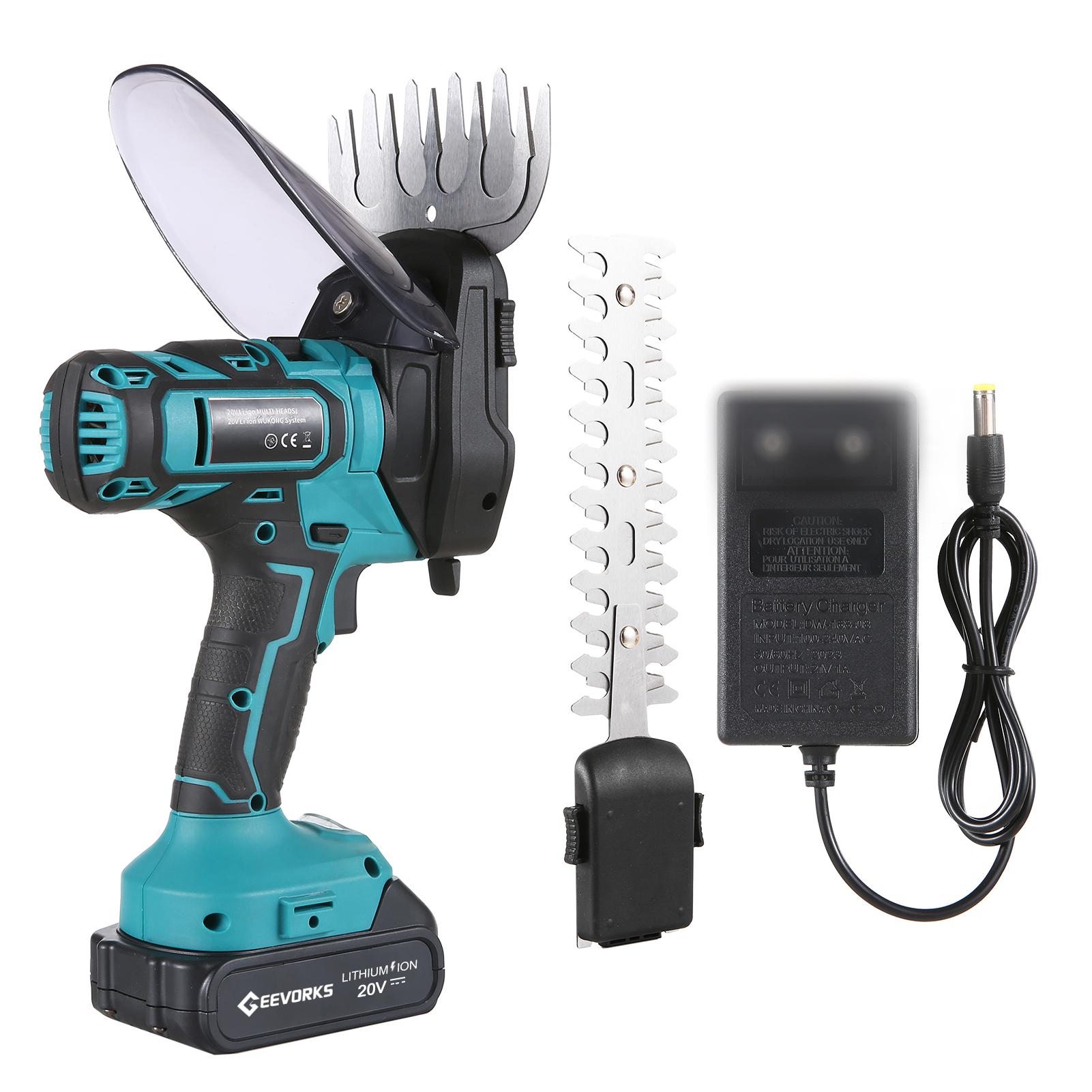 

Аккумуляторные ножницы для травы 20 В, ручной триммер для травы, электрические машинки для стрижки травы 2 в 1 и силовая изгородь 1 Battery & EU Plug синий