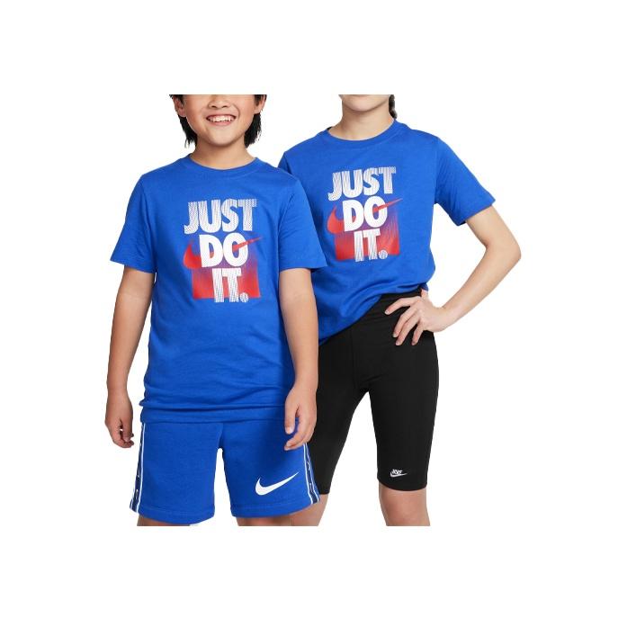 Nike T-Shirt Letter Print Round Neck Short Sleeve Kids Tops Game-Royal DX9522-480 M