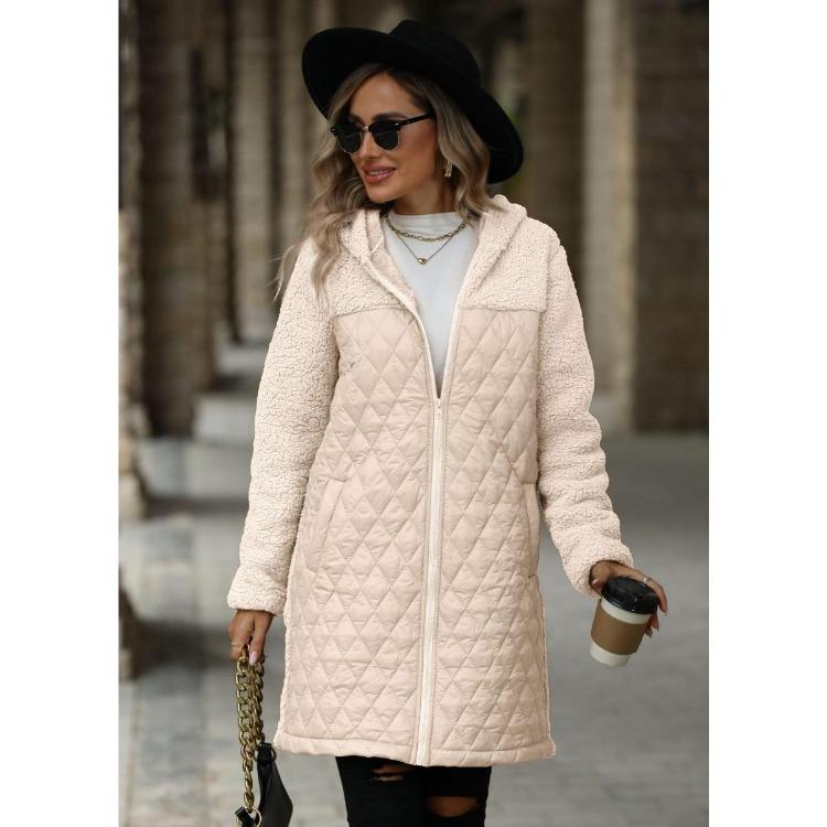 New Women's Fleece Coat Oversized Hooded Zipper Warm Outerwear Autumn Winter for Europe America