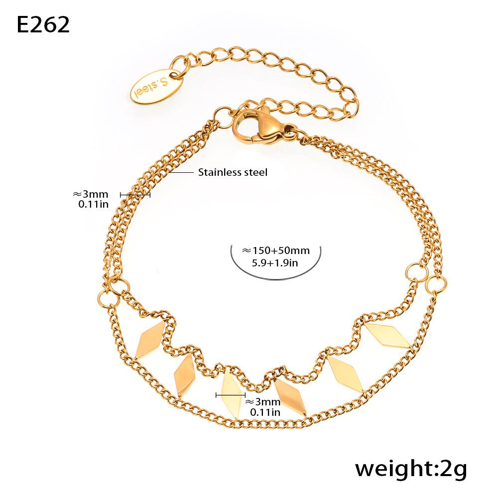 French Retro INS Style Sequin Diamond Necklace & Bracelet Set - High-End Stainless Steel Jewelry