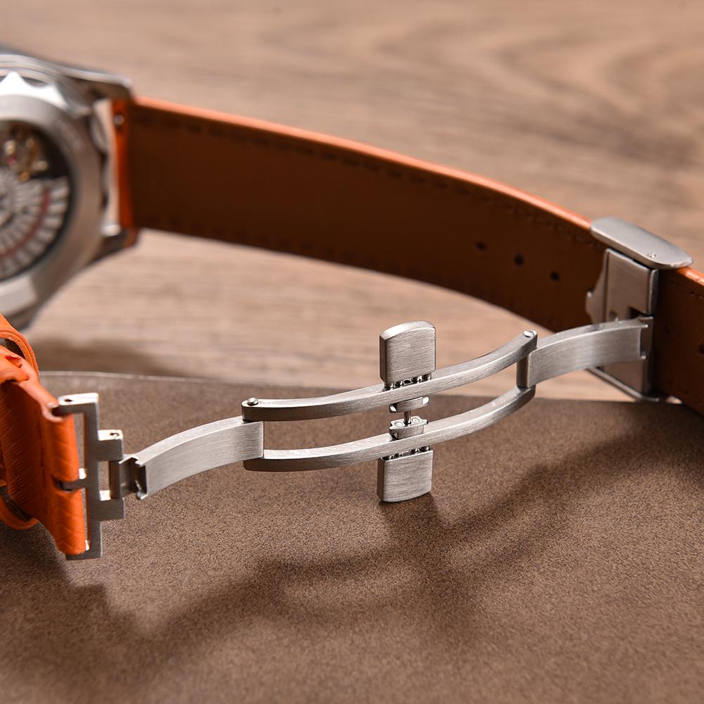 STAPELP 18mm 19mm 20mm 22mm Sailcloth Strap FKM TOP+Leather Base Tropical Texture Rubber Watch Bands Quick Release Pin Buckle