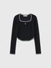 GENERALIDEA Superfine Wool Contrast Square Neck Pullover [Black] / Wbd4L05551