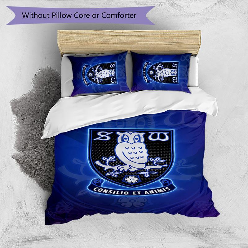 Sheffield Wednesday Football Printed 3 Pieces Bedding Set, Comfortable Skin Friendly Bedroom Duvet Cover Set