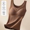 GUJIN Women's V-Neck Thermal Vest with Built-in Bra, Brushed Acetate Blend