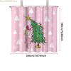 1 Stück rosa Cartoon Weihnachtsbaumdruck wasserdichte Duschabtrennung, Sichtschutz-Hängevorhang mit 12 Haken, mehrere Größen