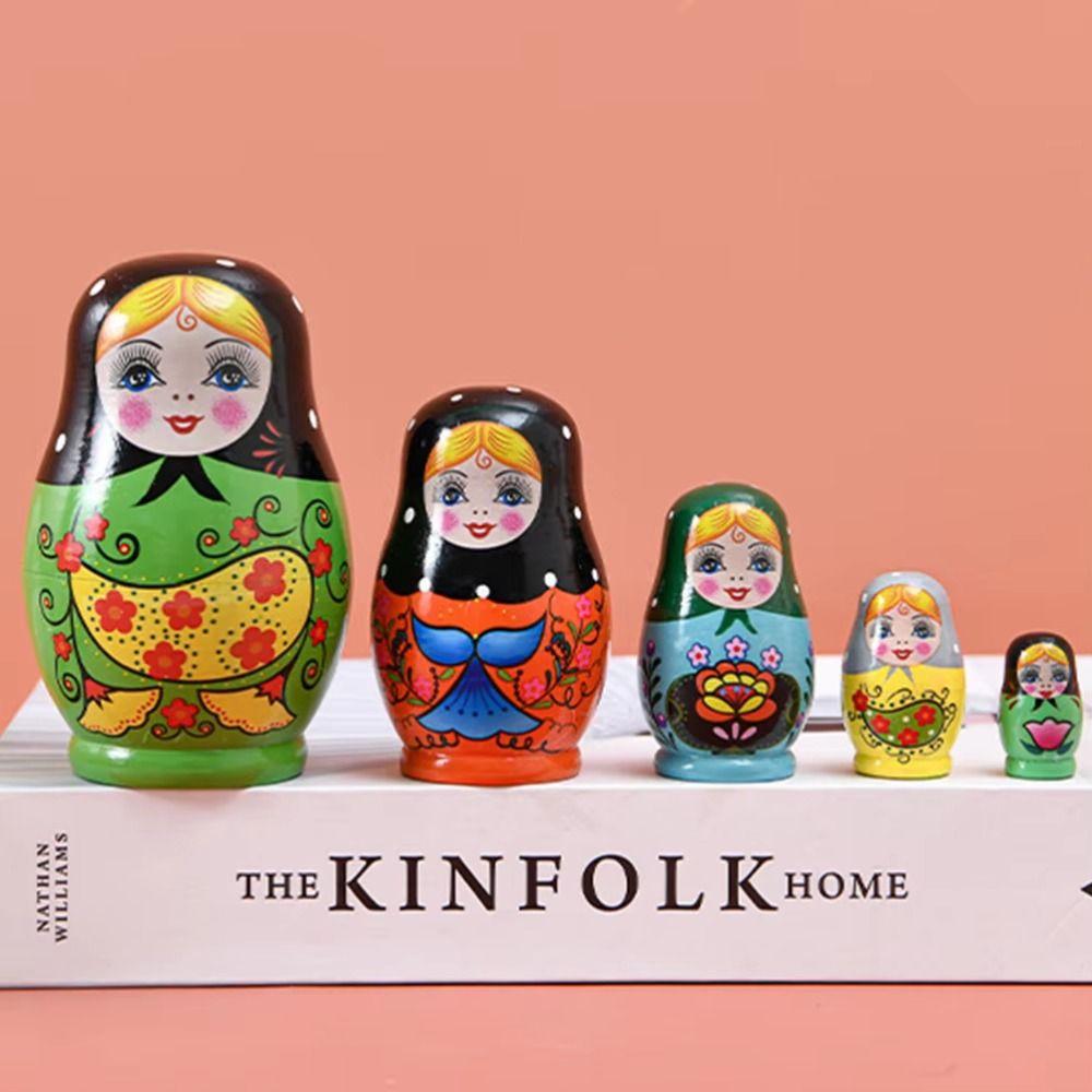 DIY Paint Nesting Dolls Wooden Stacking Dolls Decorations Matryoshka Doll Toys  Chidrens Gift