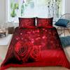 Valentine's Day Rose Duvet Cover Set Romantic Couple Theme Bedding Set 3D Rose Comforter Cover Set Love Bedspread Twin King Size