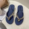 Fashion Rhinestone Platform Flip-flops Women's Summer 2025 New Fashion Korean Beach Slides Casual Wedge Women Sandals Sapatos De Mujer