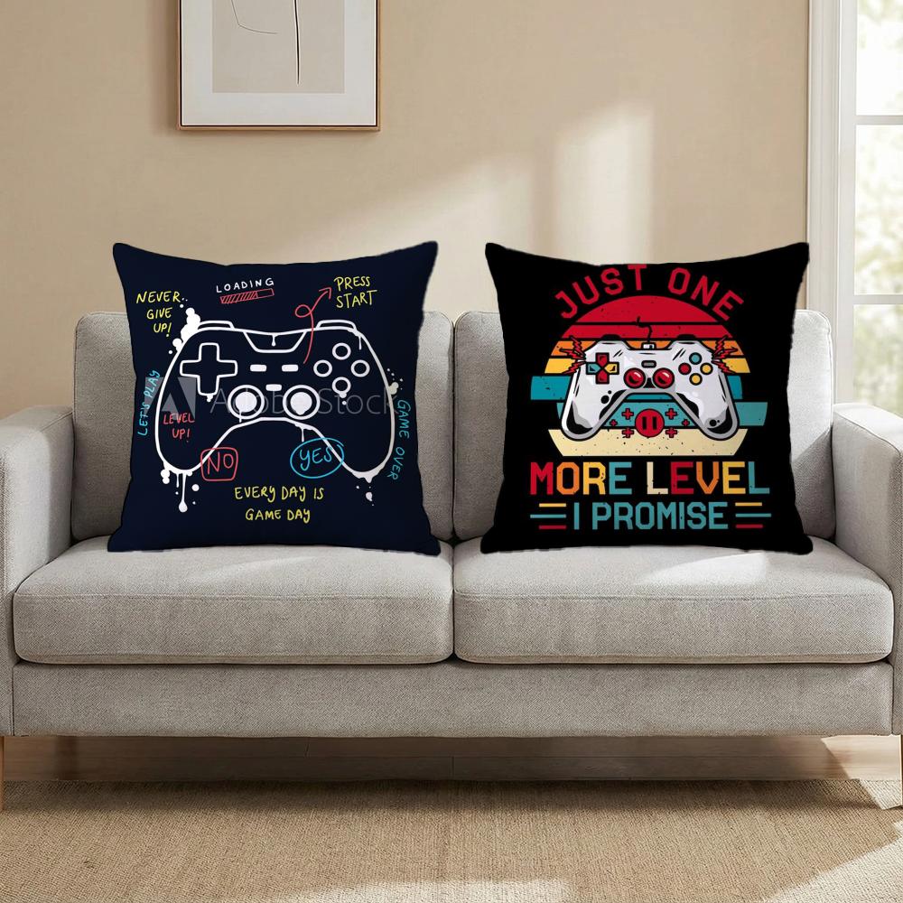 Colorful Graffiti Game Gamepad Cushion Cover Multi-Scene Pillow Cover for Home & Car - Reversible, Soft & Durable for Daily Use