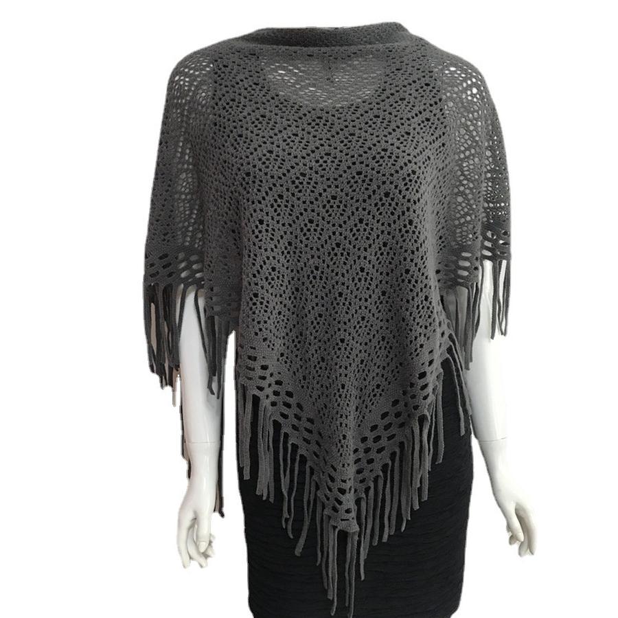 Autumn New Solid Color Triangle Fringe Wool Scarf Knitted Shawl Triangular Scarf Wrap