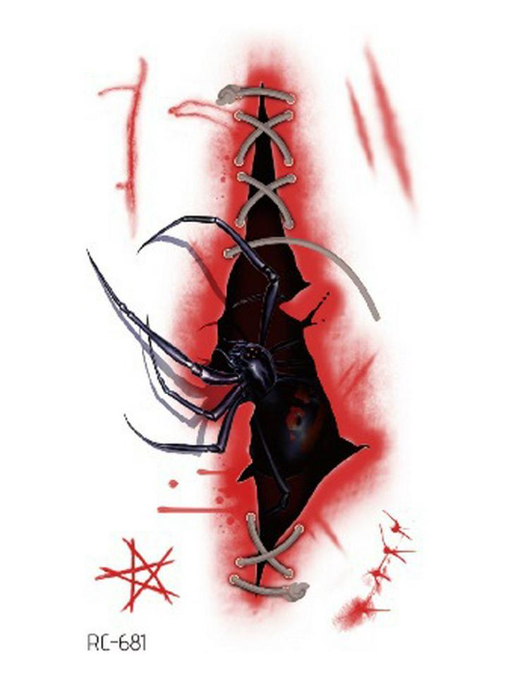 Waterproof Halloween Temporary Tattoos: Bloody Wound Scar Horror Stickers