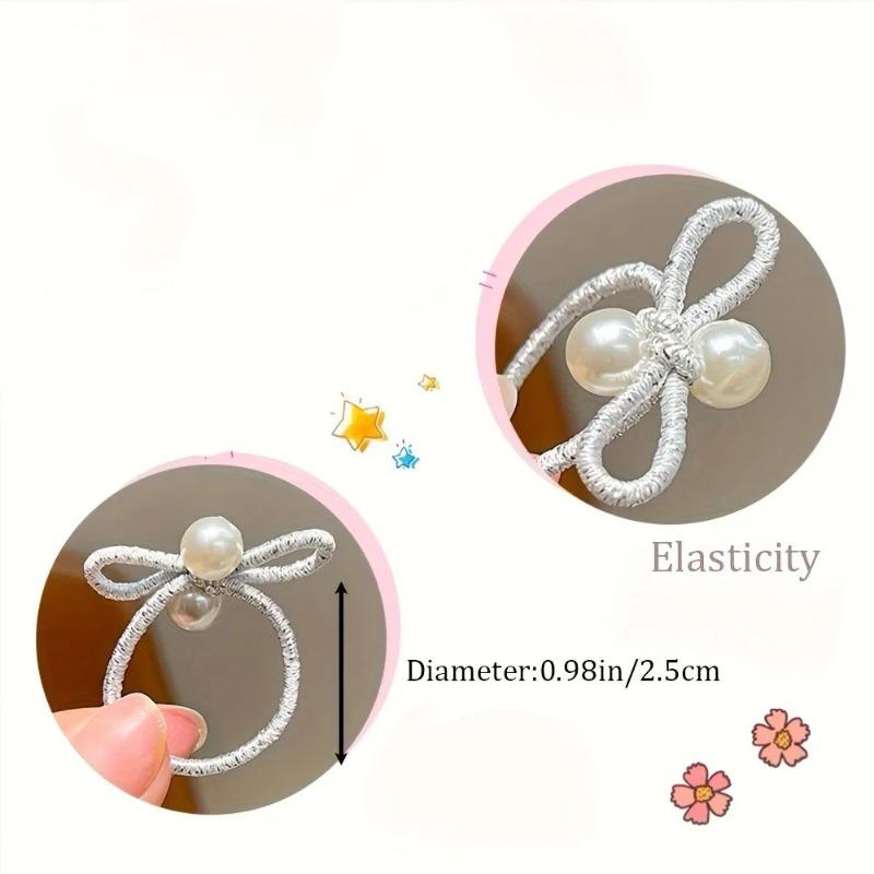 10pcs/set Girl's Sweet Silver Headband, Colorful Bow Tie, Elastic and Undamaged Headband, Cute Hair Accessory, Small Headband