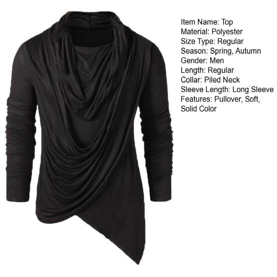 Herren Basic Oberteile Unifarben Langarm Pullover Locker Weich Atmungsaktiv Asymmetrischer Rollkragen Bequemes Herbsthemd Herren Alltagsbekleidung