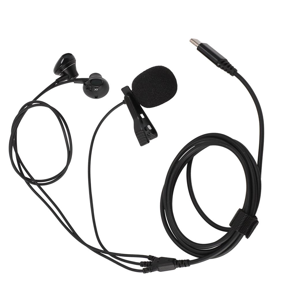 USB C Earphones Wired Ear Buds Type C Noise Reduction Headphone with Microphone for Singing Recording Game