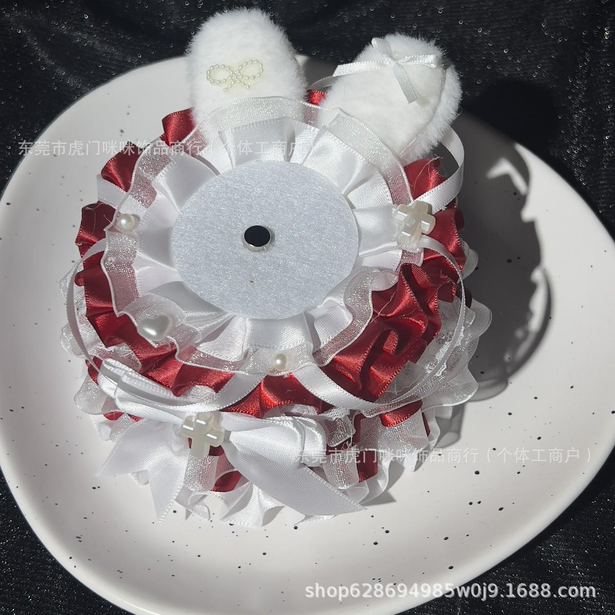 Оригинальный милый кружевной значок-бантик с ушками кролика для торта, Ба Чи Туо Гу Мэй, ручной работы, значок-бантик, Туо, подарок на день рождения, массив Туо